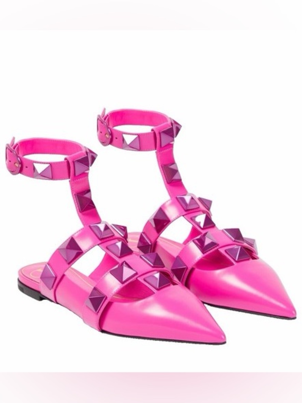 Valentino Garavani 'Roman Rockstud' Flats Pink, Size 38.5